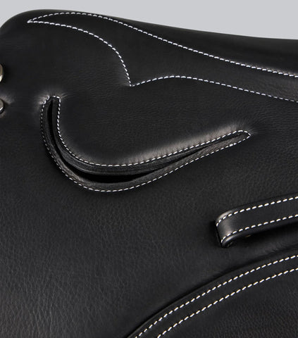 PE Leather Full Tree Exercise Racing Saddle Black