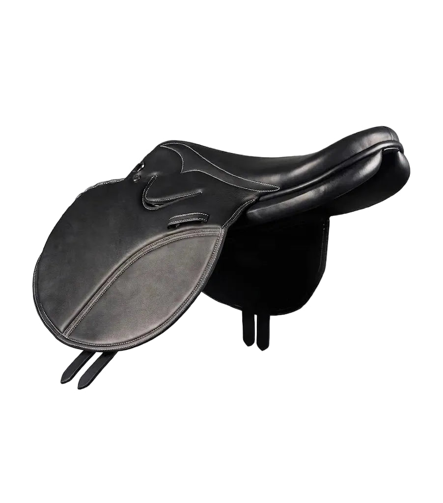 PE Leather Full Tree Exercise Racing Saddle Black