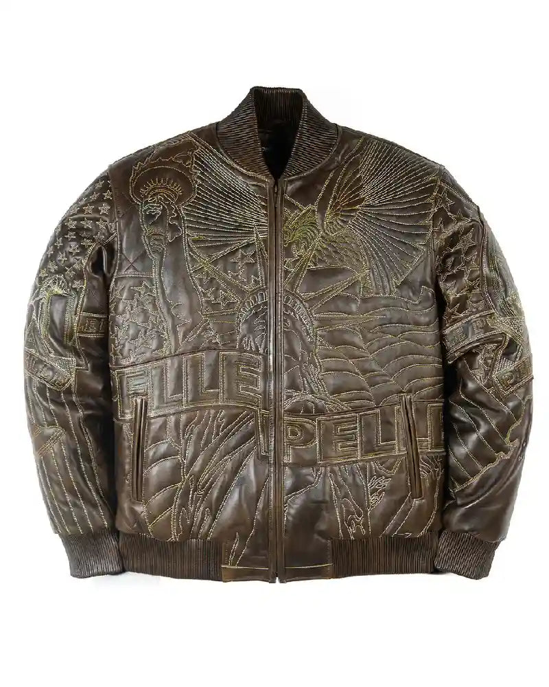Pelle Pelle America Quilted Brown Abrasion Jacket