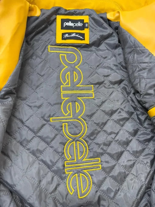Pelle Pelle Yellow Embroidered Bomber Leather Jacket