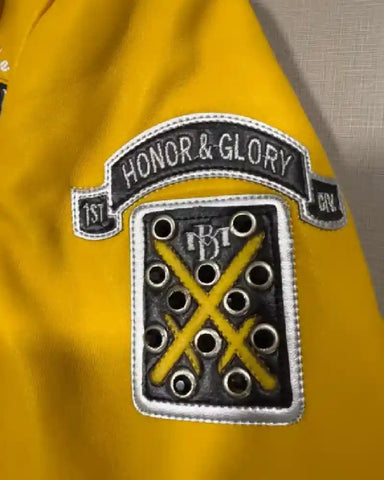 Pelle Pelle Yellow Embroidered Bomber Leather Jacket