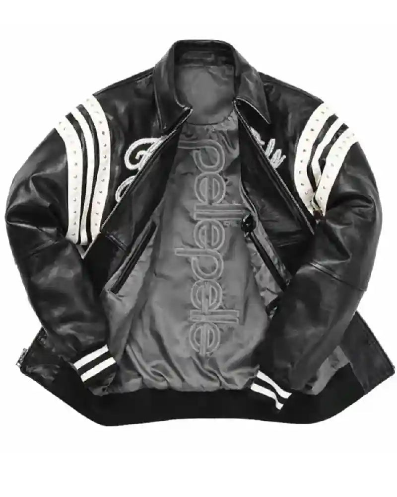 Pelle Pelle Encrusted Varsity Plush Leather Jacket