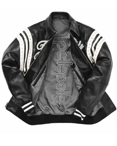 Pelle Pelle Encrusted Varsity Plush Leather Jacket