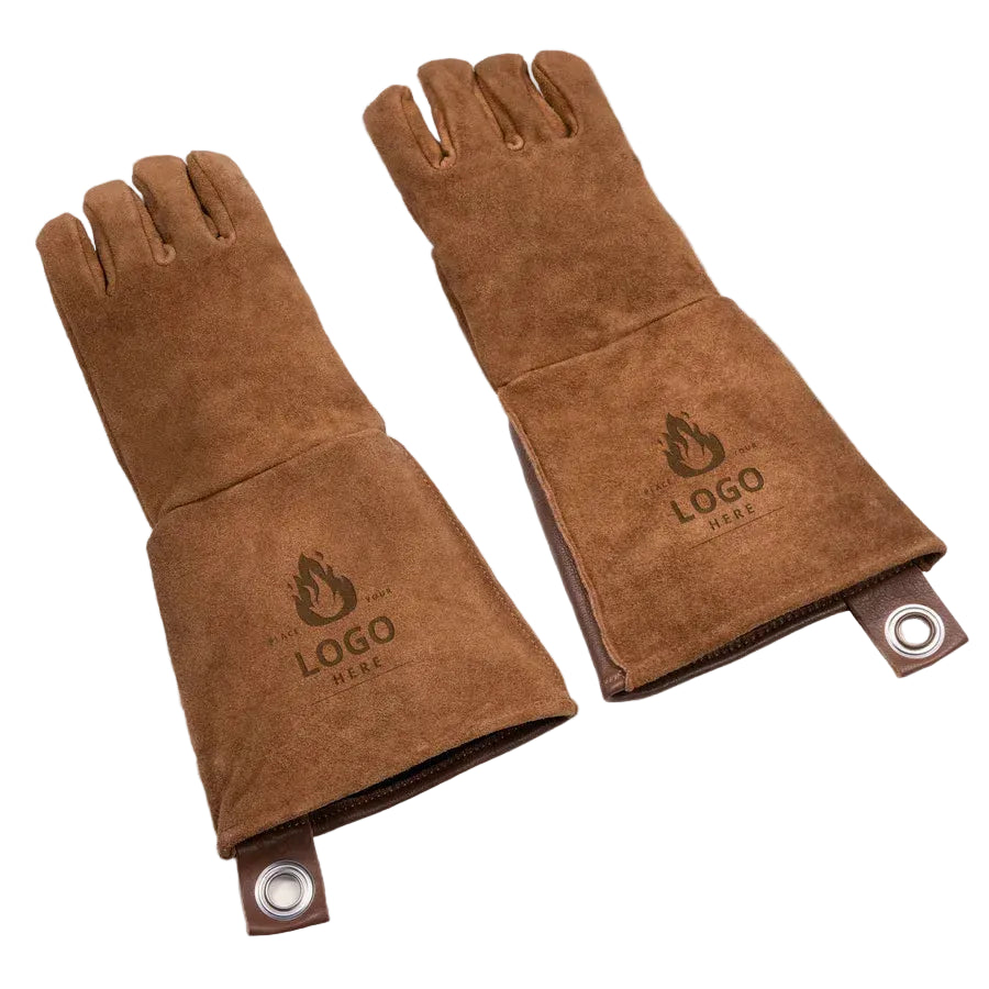 Personalised Brown Leather BBQ Gloves