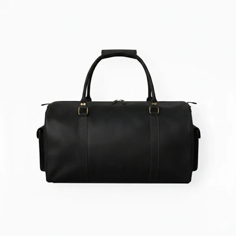 Premium Men’s Travel & Gym Holdall Black Leather Duffel Bag