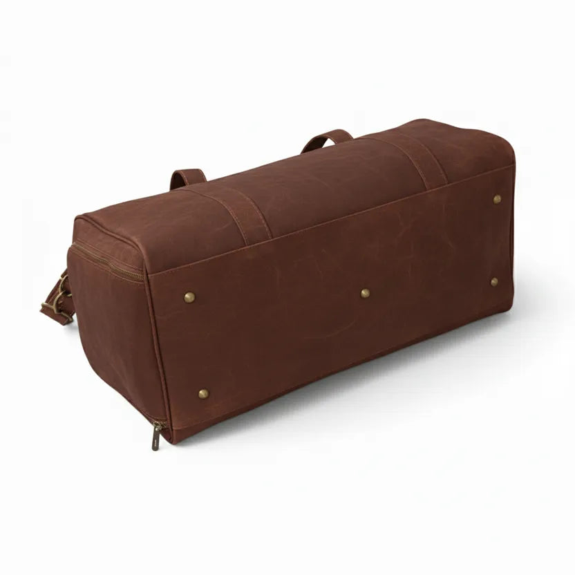 Premium Holdall Dark Brown Leather Duffel Bag