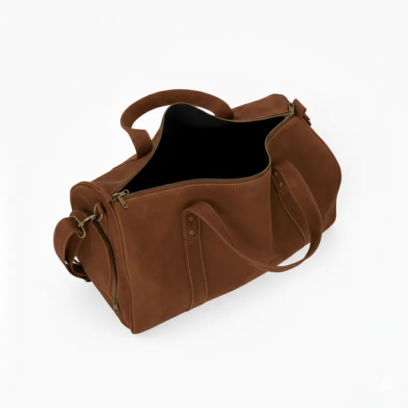 Premium Holdall Dark Brown Leather Duffel Bag