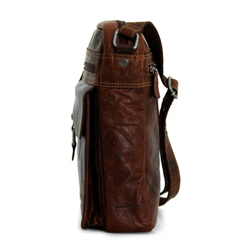 Unisex Premium Leather Crossbody Brown Tablet Sleeve