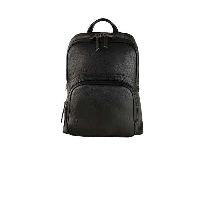 Premium Leather Long Travel Camera Black Backpack