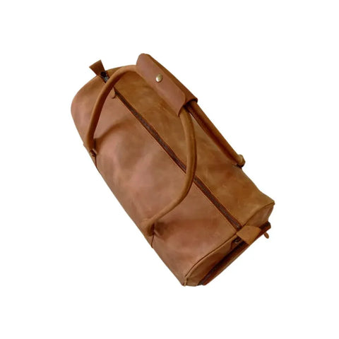 Premium Travel & Gym Tan Leather Duffel Bag