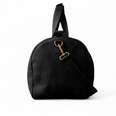 Premium Travel & Gym Holdall Black Leather Duffel Bag