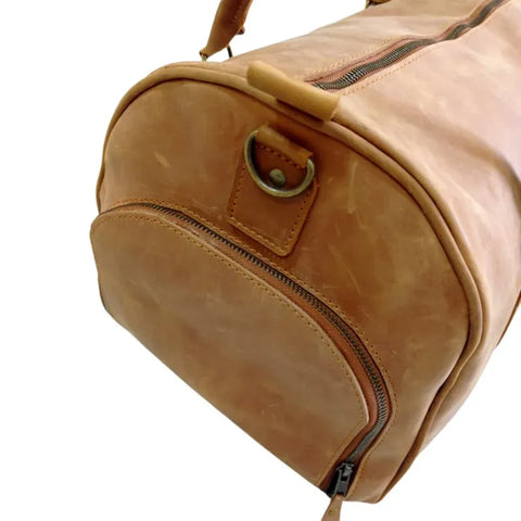 Premium Travel & Gym Tan Leather Duffel Bag