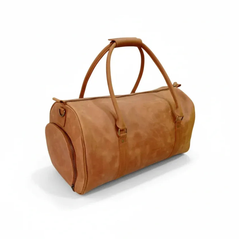 Premium Travel & Gym Tan Leather Duffel Bag
