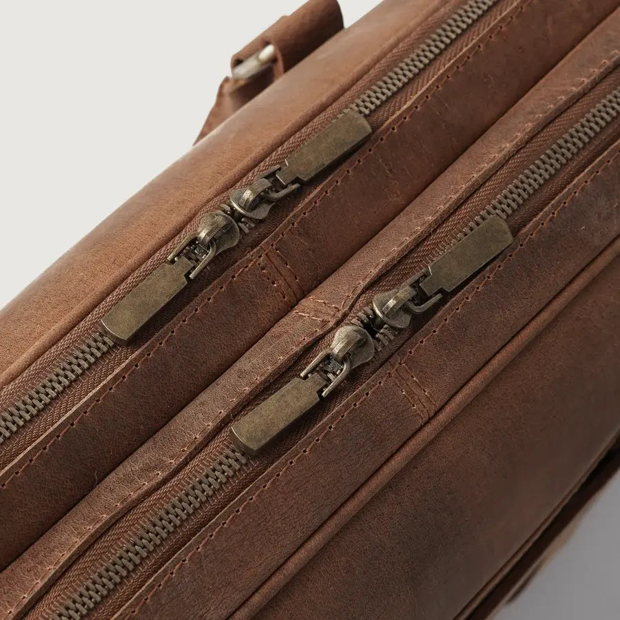 The Preston Vintage Tan Leather Brown Briefcase