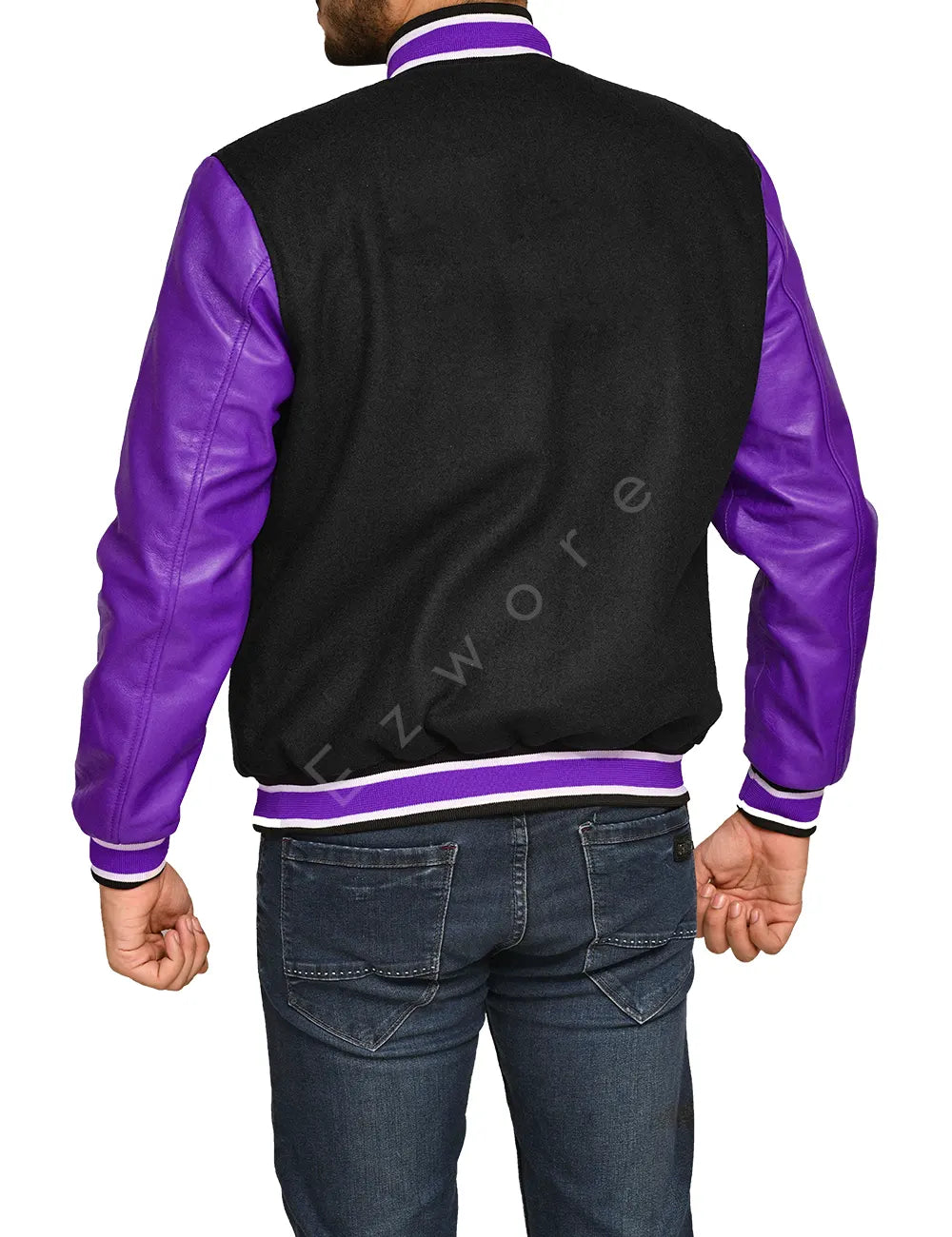 Mens Purple and Black Varsity Jacket