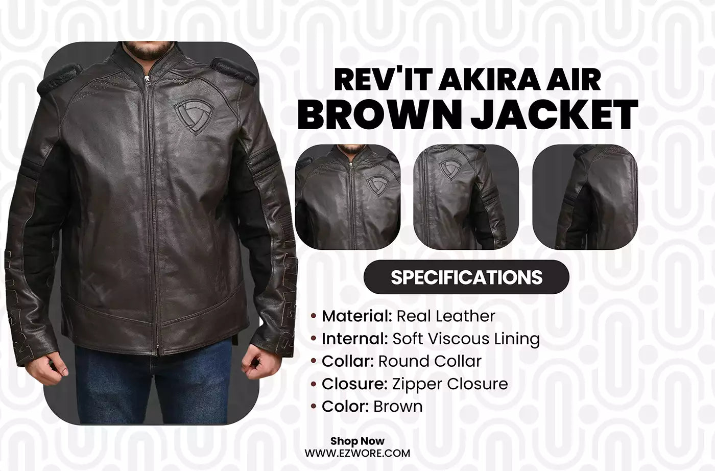 REV'IT Akira Air Brown Jacket infography