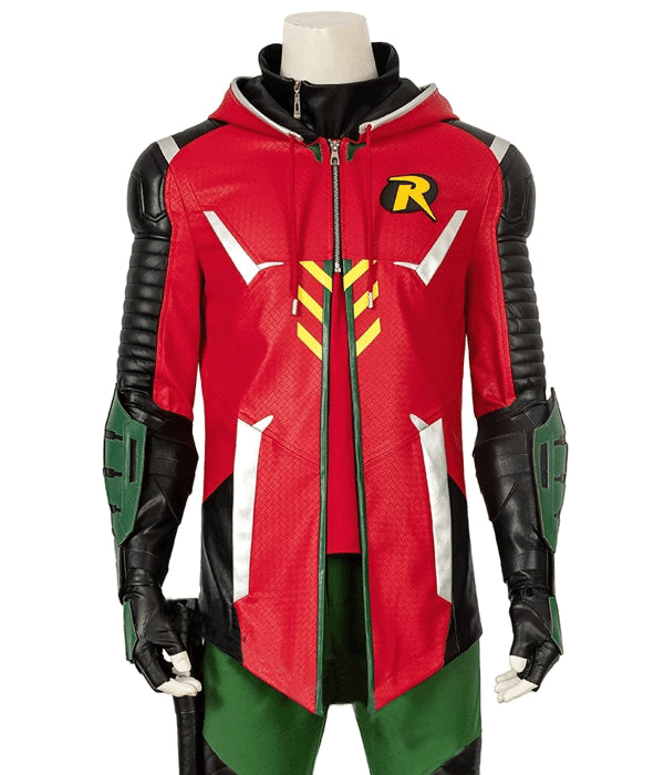 Robin Gotham Knights Red Leather Jacket