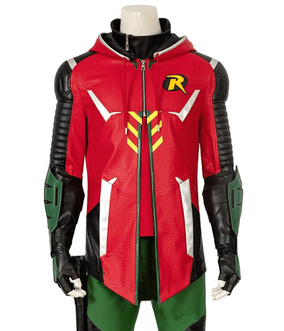 Robin Gotham Knights Red Leather Jacket