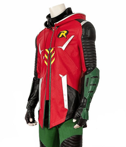 Robin Gotham Knights Red Leather Jacket