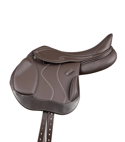 Rouen Synthetic Monoflap Cross Country Dark Brown Leather Saddle