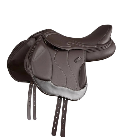 Rouen Synthetic Monoflap Cross Country Dark Brown Leather Saddle