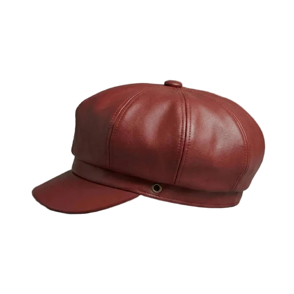 Scarlet Luxe Faux Leather Maroon Cap for Women