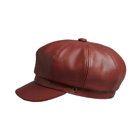 Scarlet Luxe Faux Leather Maroon Cap for Women