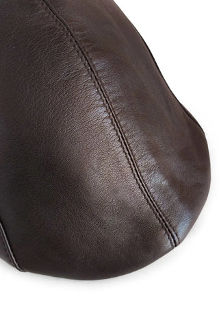 Genuine Sheep Leather Adjustable Brown Cabbie Hat