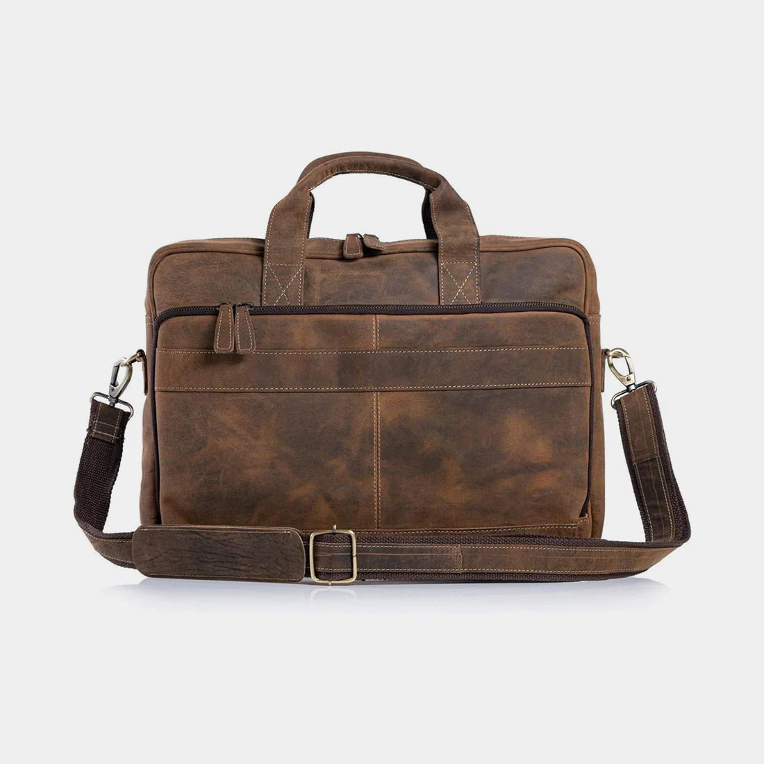 Slim Camel Brown Leather Laptop Satchel For Men
