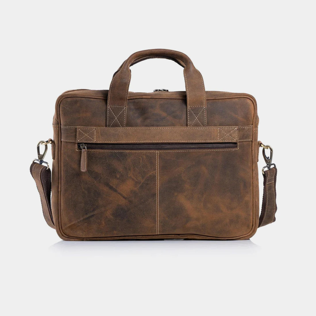 Slim Camel Brown Leather Laptop Satchel For Men