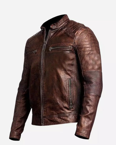 Men Brown Vintage Cafe Racer Jacket