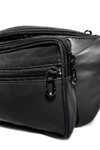 Supreme Unisex Leather Crossbody Black Fanny Pack