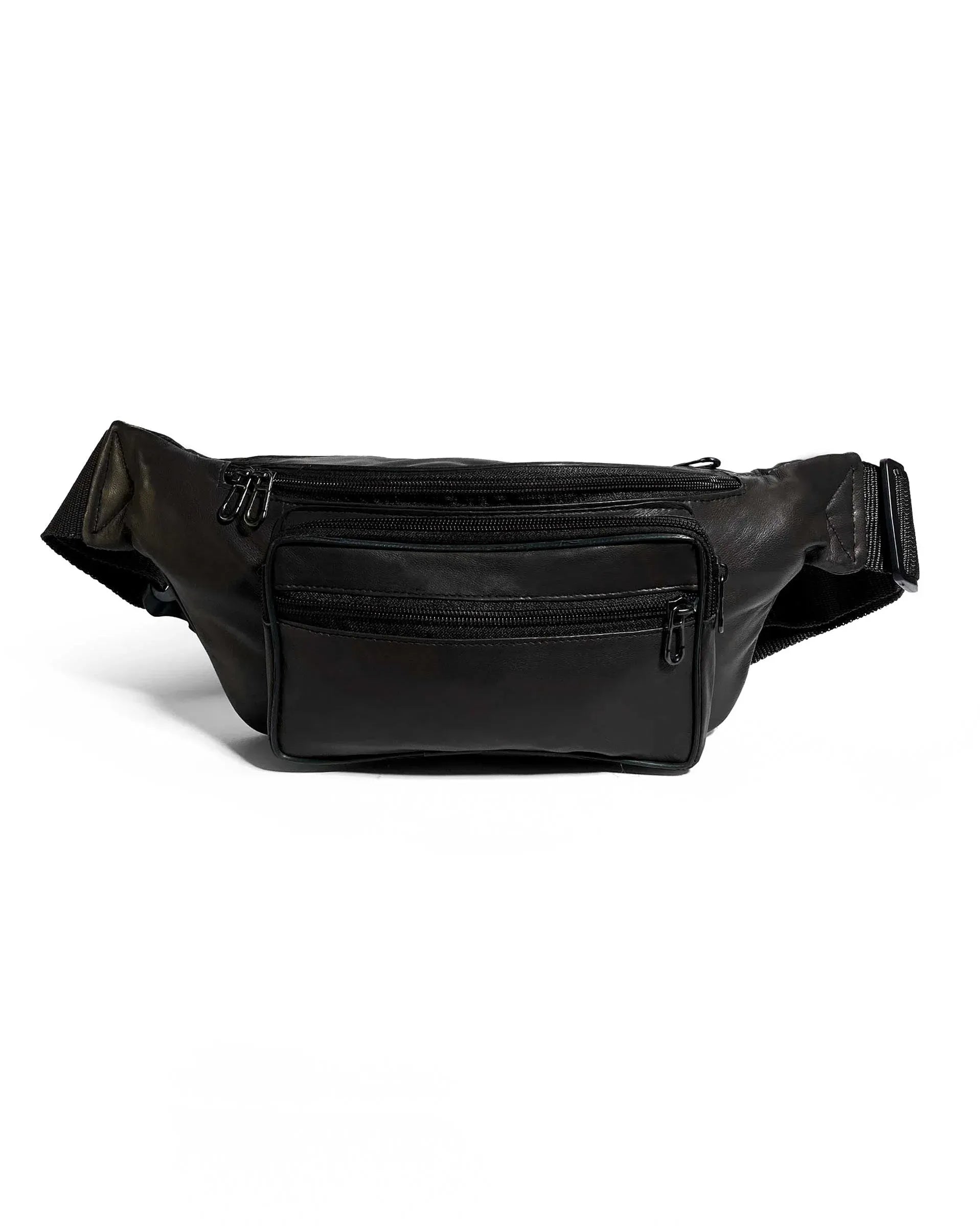 Supreme Unisex Leather Crossbody Black Fanny Pack