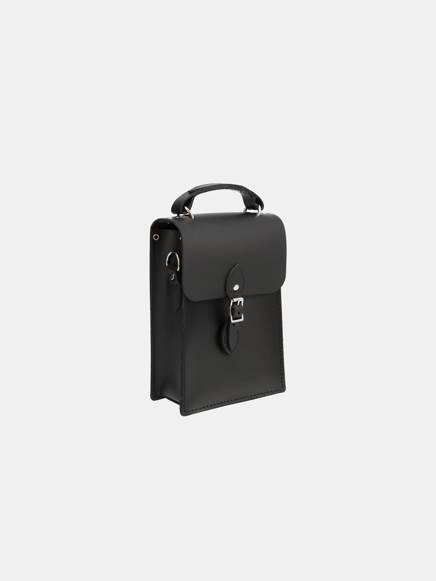 Binocular Black Leather Satchel