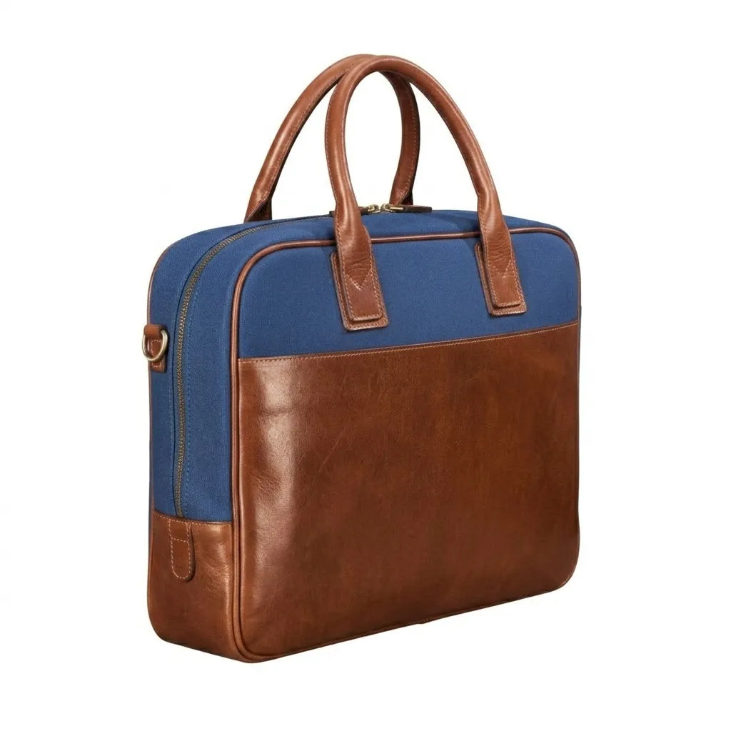 The Calvino Canvas - Men's Leather Laptop Business Bag