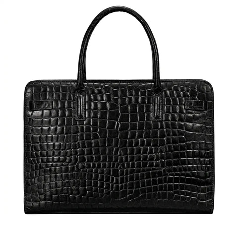 The Enrica Croco - Luxury Black Laptop Bag for Women