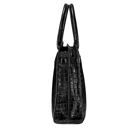 The Enrica Croco - Luxury Black Laptop Bag for Women