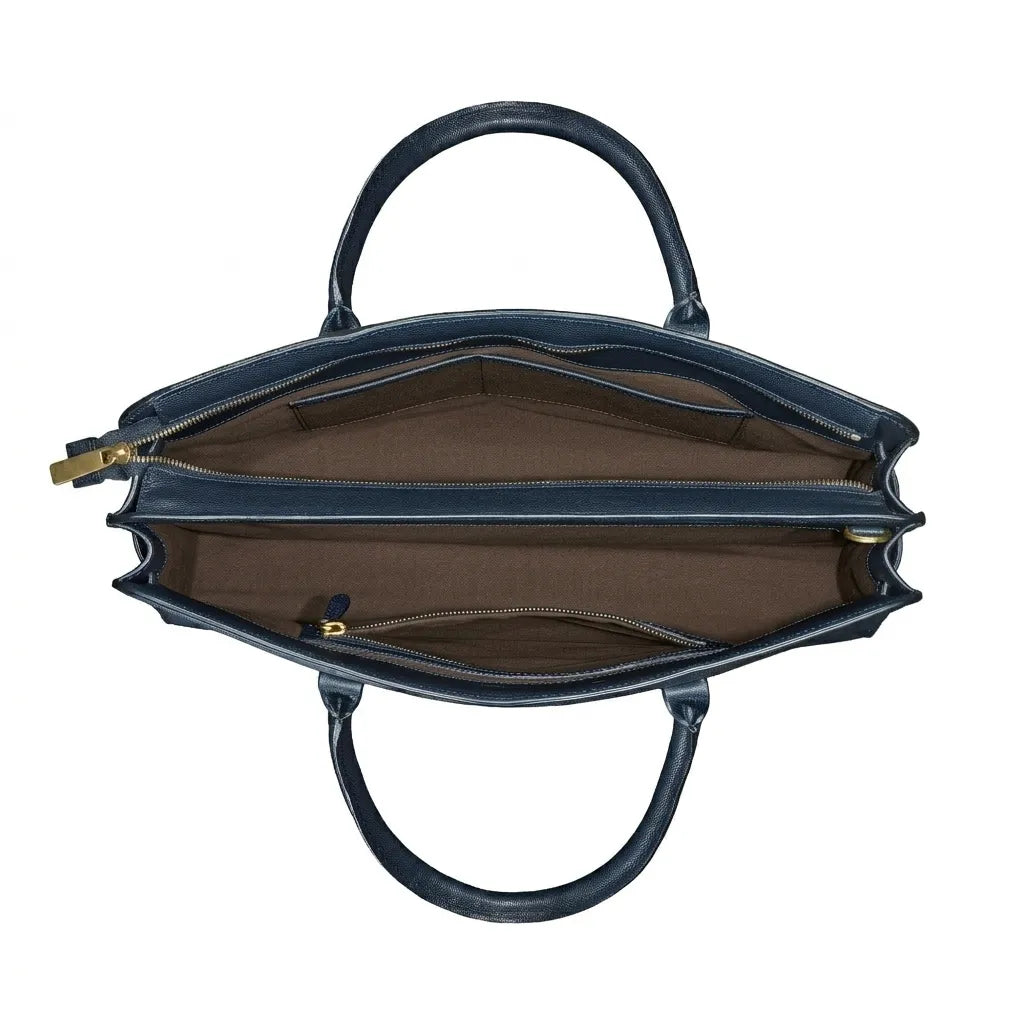 The Enrica Saffiano - Luxury Blue Leather Business Bag