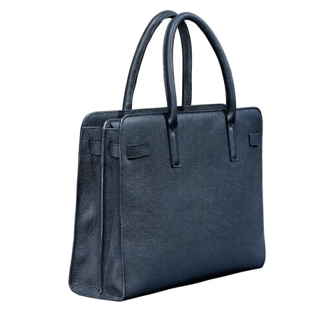 The Enrica Saffiano - Luxury Blue Leather Business Bag