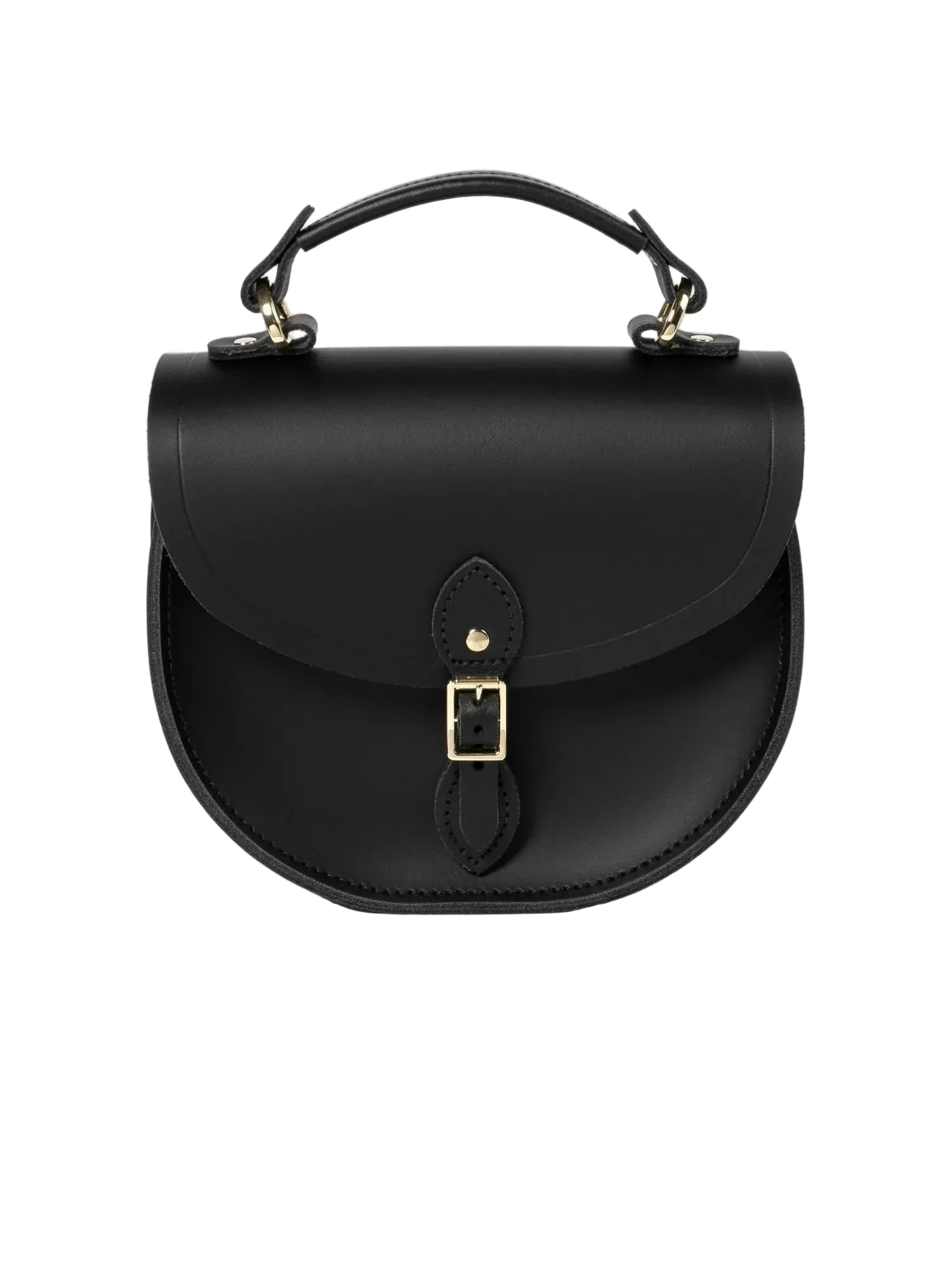 The Isla Circular Black Leather Shoulder Bag