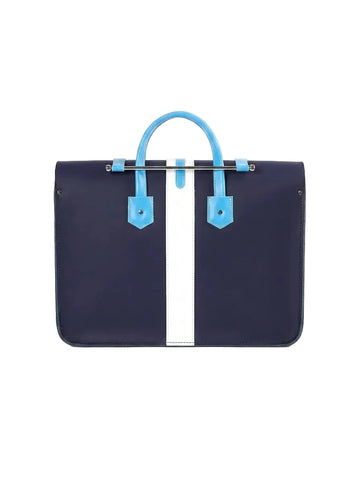 The Mini - Columbia Stripe Navy Small Leather Satchel