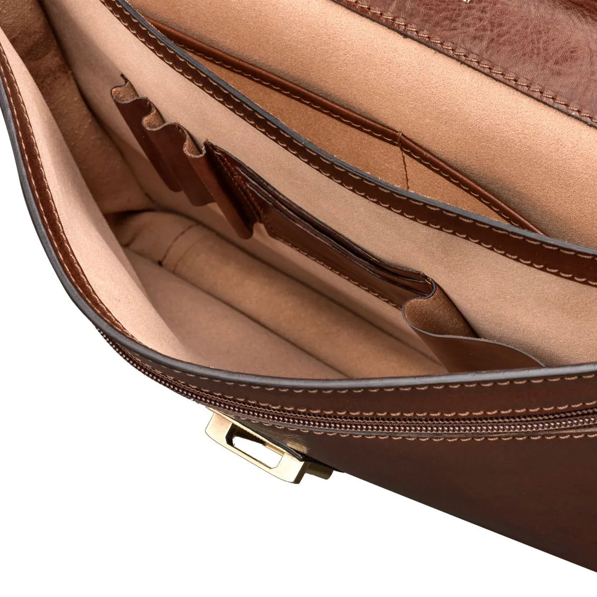 The Paolo2 - Fine Leather Brown Briefcase