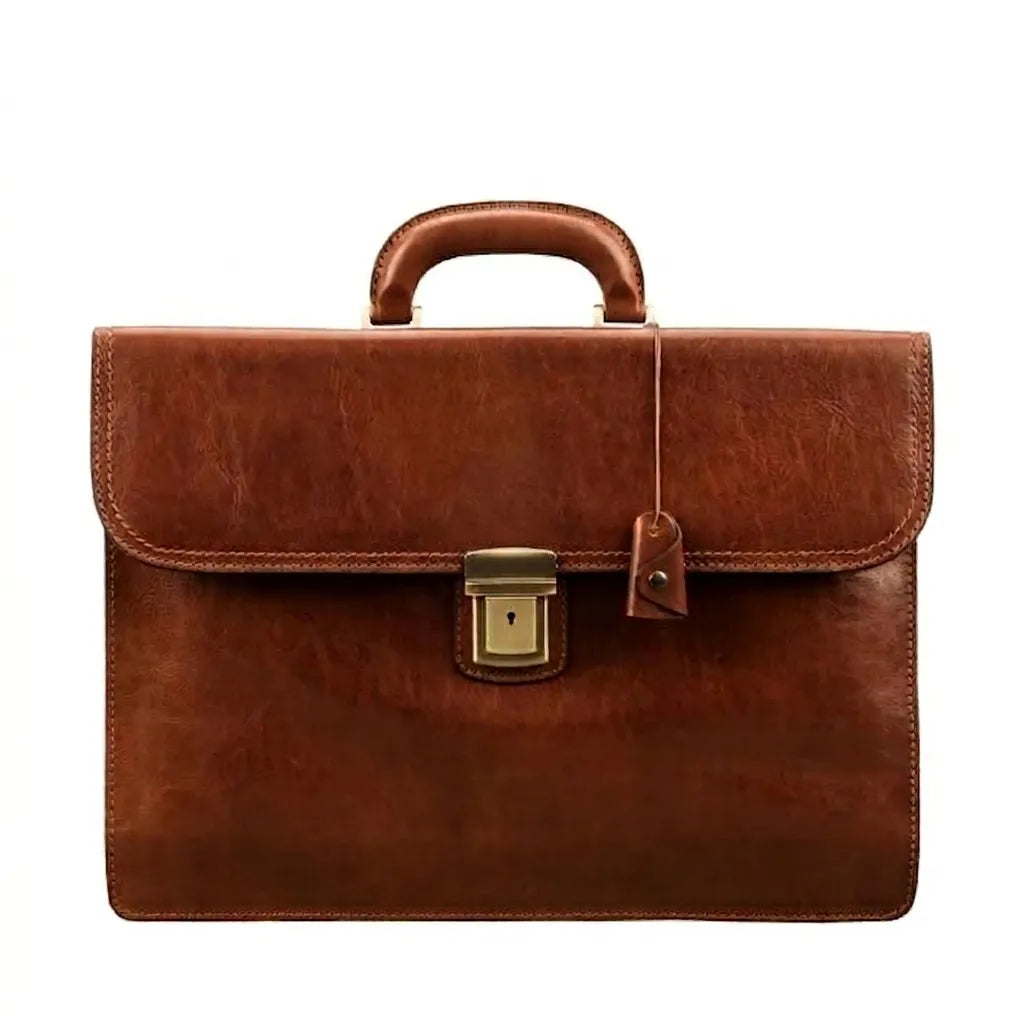 The Paolo2 - Fine Leather Brown Briefcase