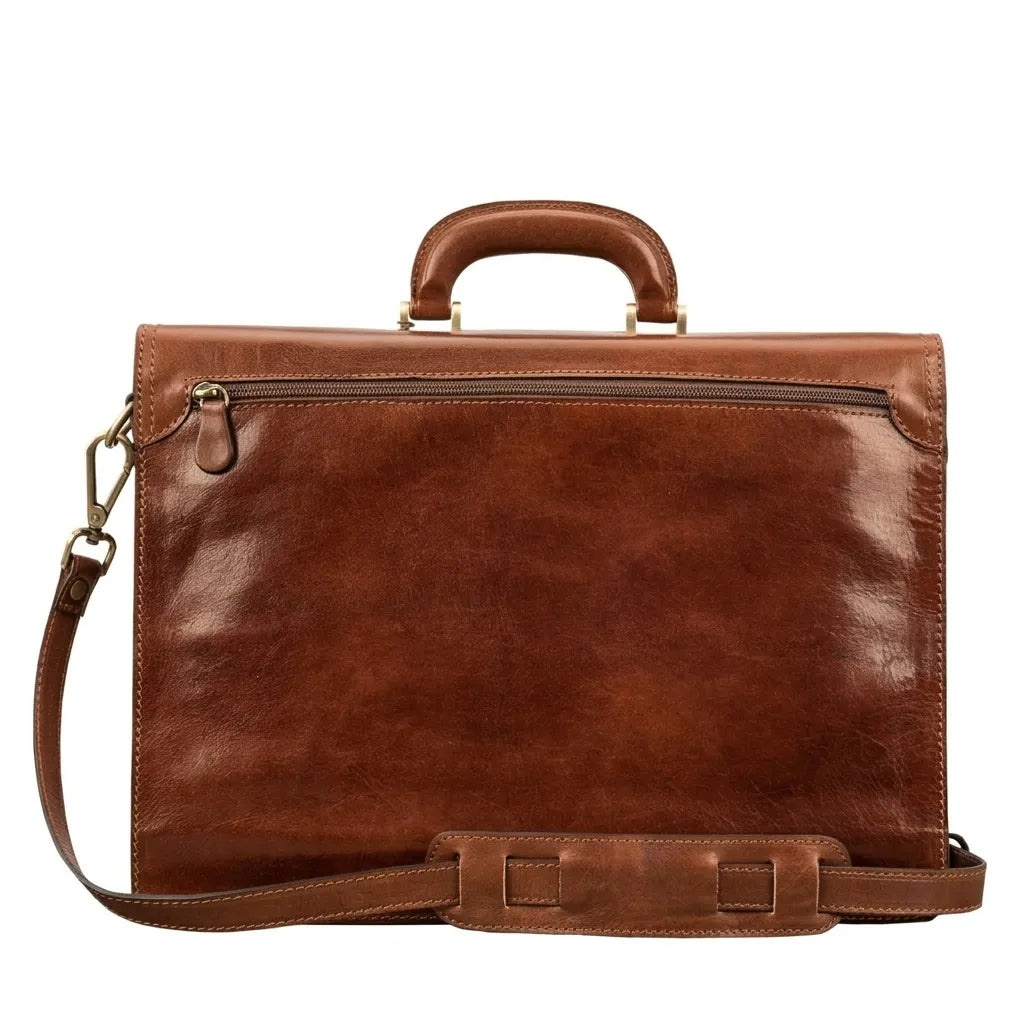 The Paolo2 - Fine Leather Brown Briefcase