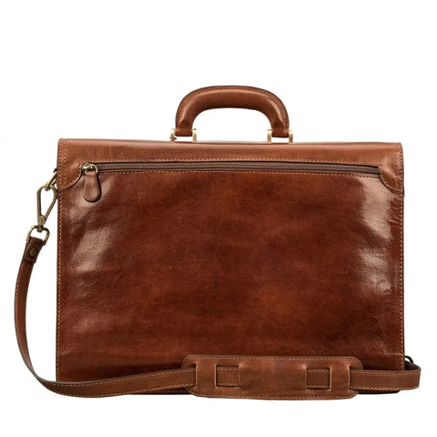 The Paolo2 - Fine Leather Brown Briefcase