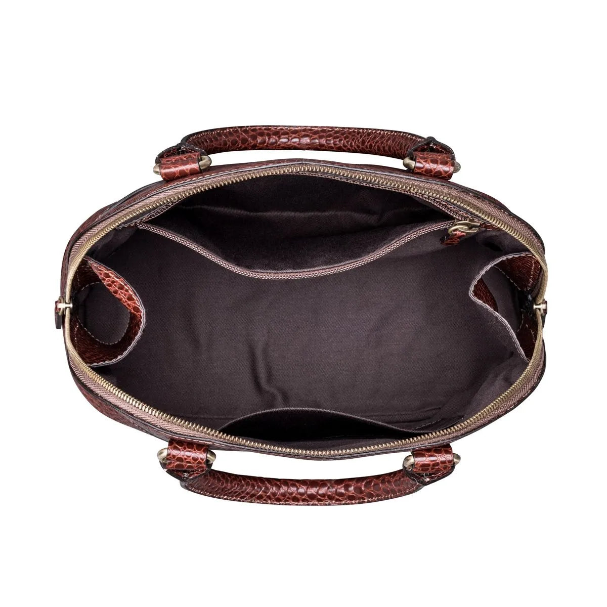 The Rosa Croco - Women's Classic Brown Leather Handbag