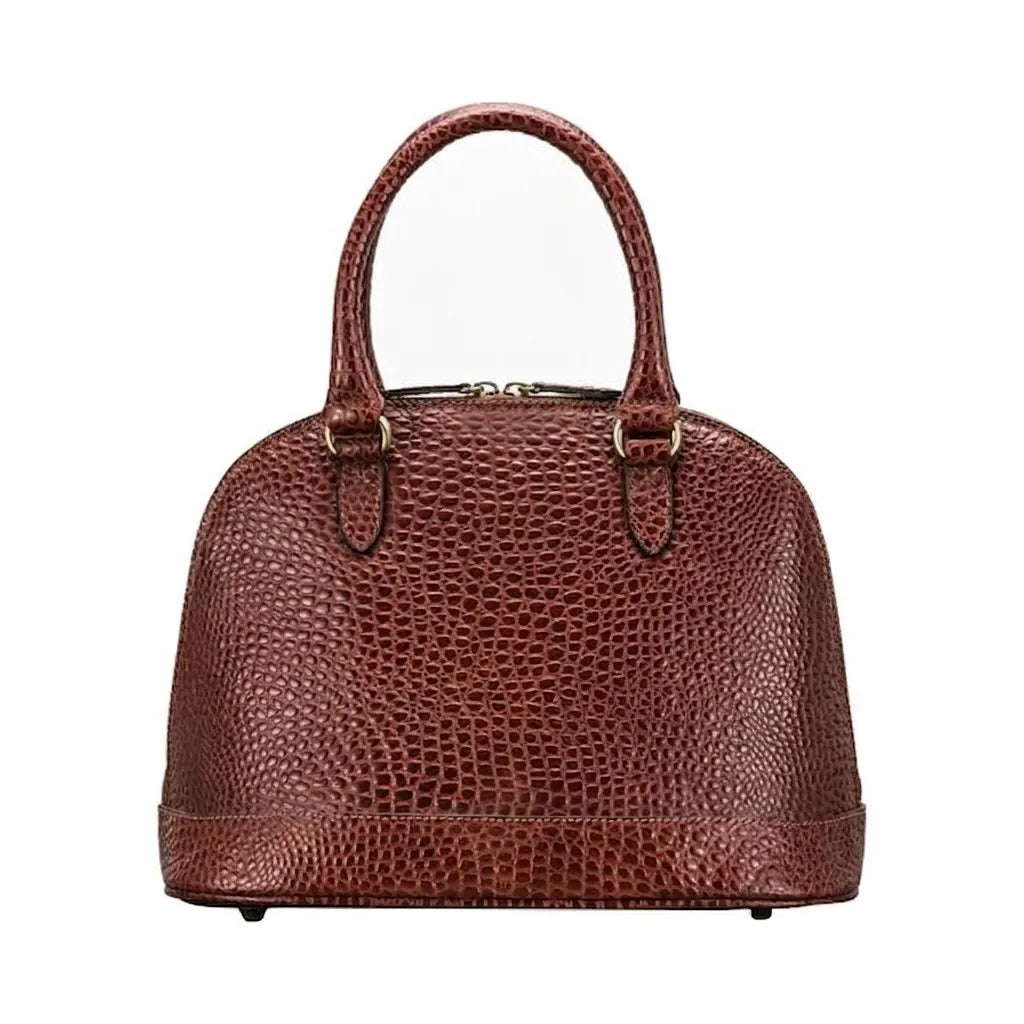 The Rosa Croco - Women's Classic Brown Leather Handbag