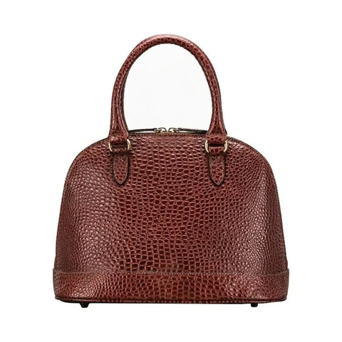 The Rosa Croco - Women's Classic Brown Leather Handbag