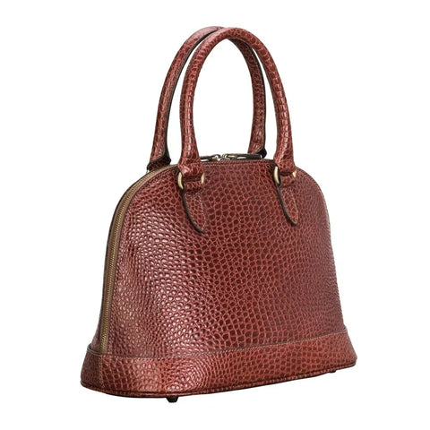 The Rosa Croco - Women's Classic Brown Leather Handbag
