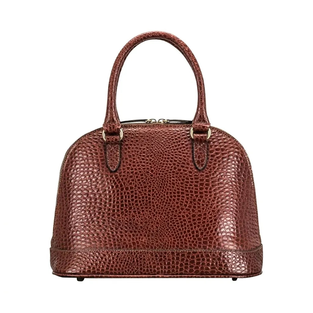 The Rosa Croco - Women's Classic Brown Leather Handbag